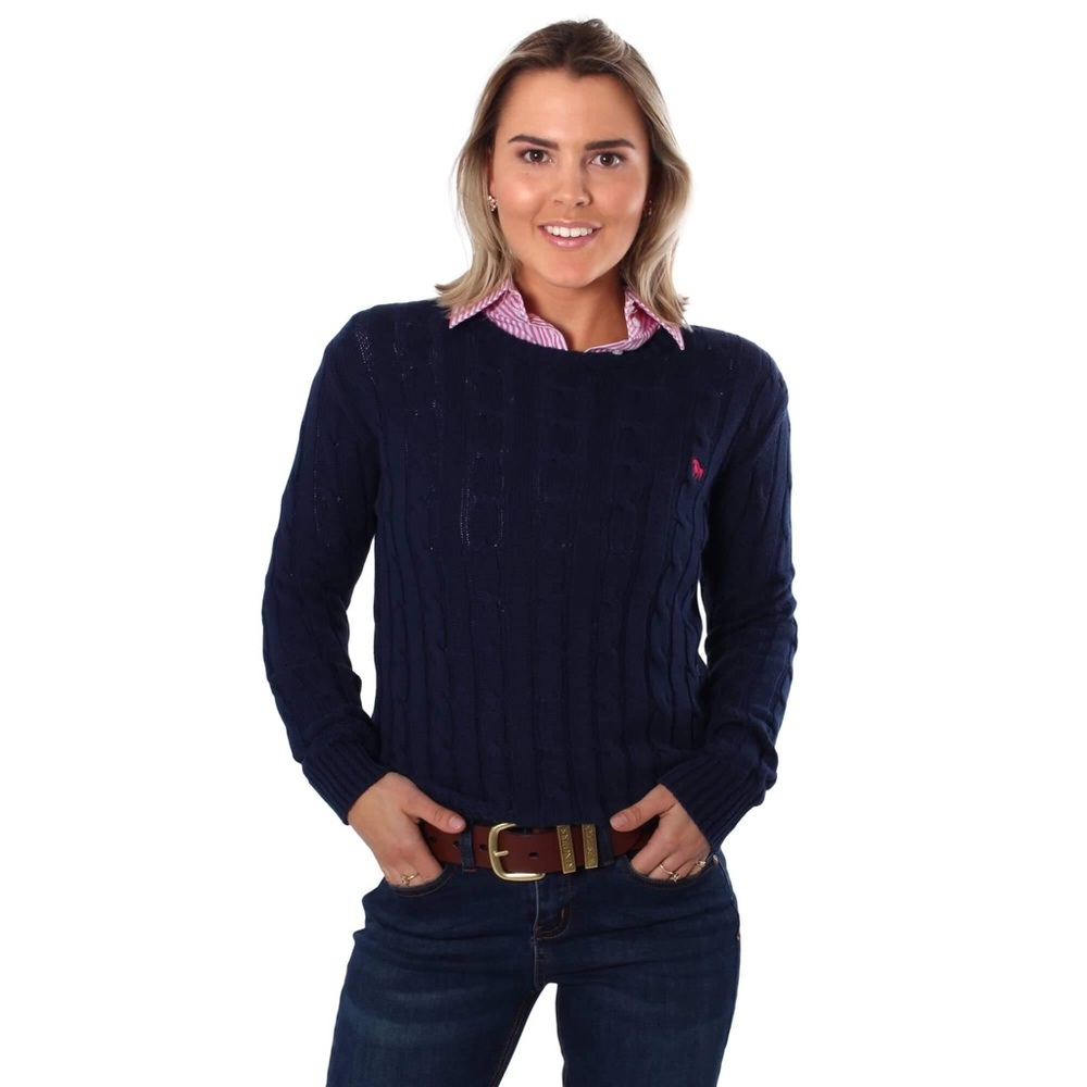navy blue knit sweater